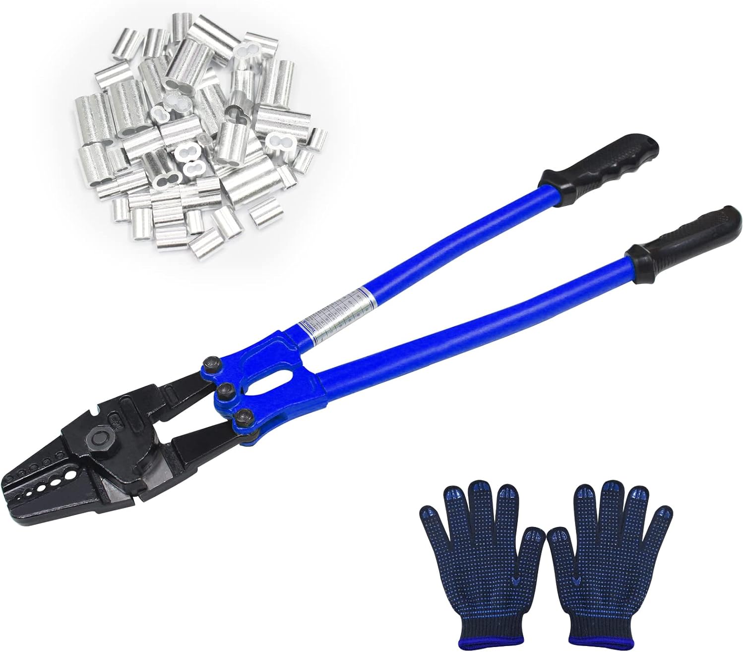 TOUGHER 24 Inch Hand Crimping Cutting Tool, Wire Rope Crimping Tool, Hand Swager Crimper Cutter for 1/16" 3/32" 1/8" 5/32" 3/16" Wires