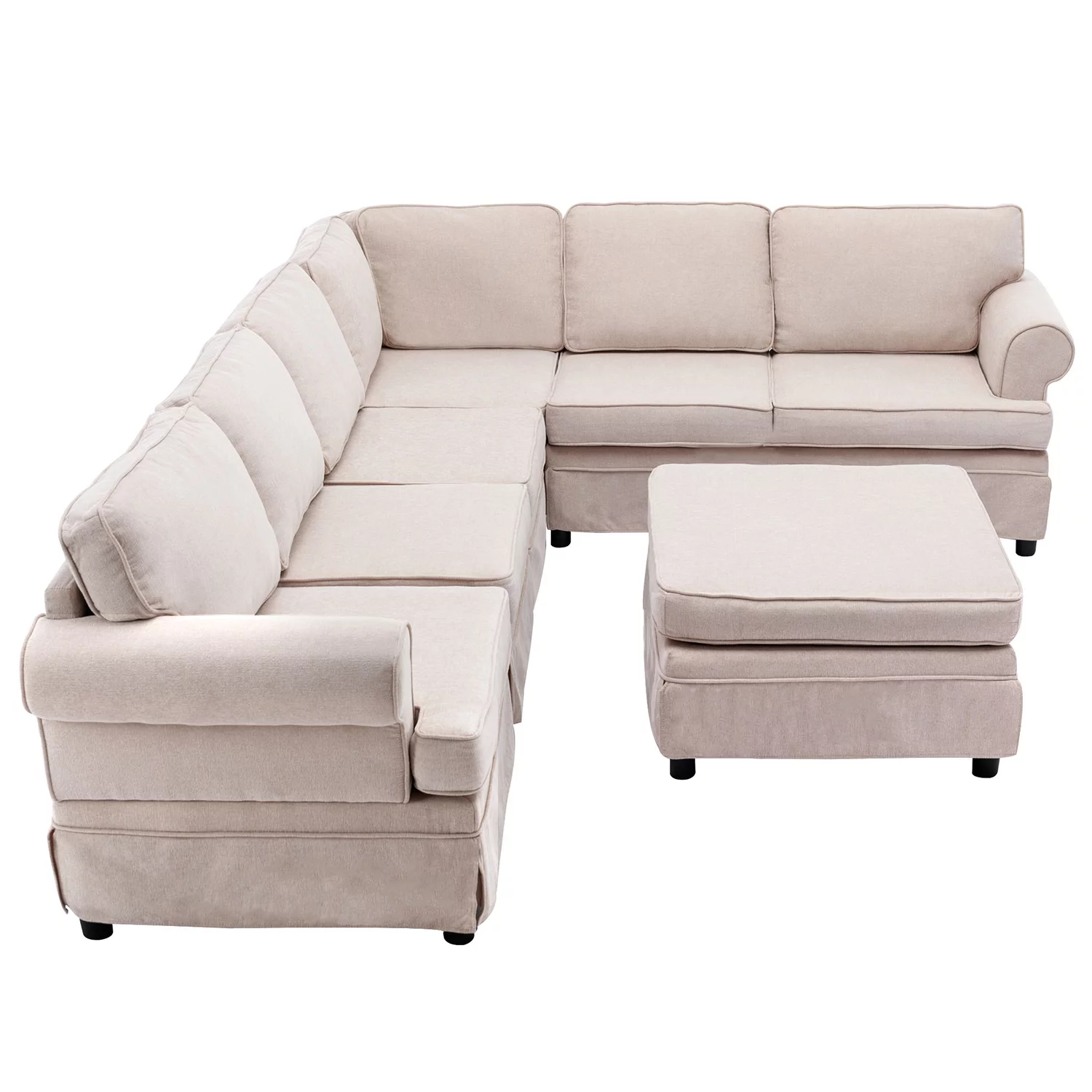 Churanty 108.6" U Shape Modular Convertible Sofa Modern Large Sectional Sofa Linen Oversized Sectional Couches with Removable Ottoman for Living Room