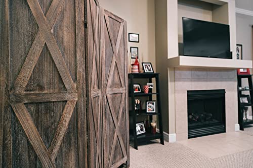 Premium Home Room Divider and Folding Privacy Screens for Partition, Wall dividers, Room Separator, Temporary Wall, Rustic Barnwood (Barnwood X)