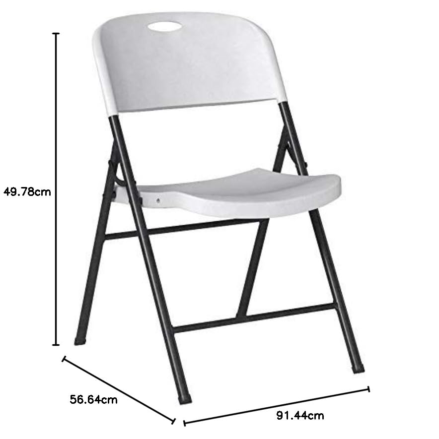 Amazon Basics Sturdy Foldable Plastic Chair, Portable, 350-Pound Capacity, White, 6-Pack