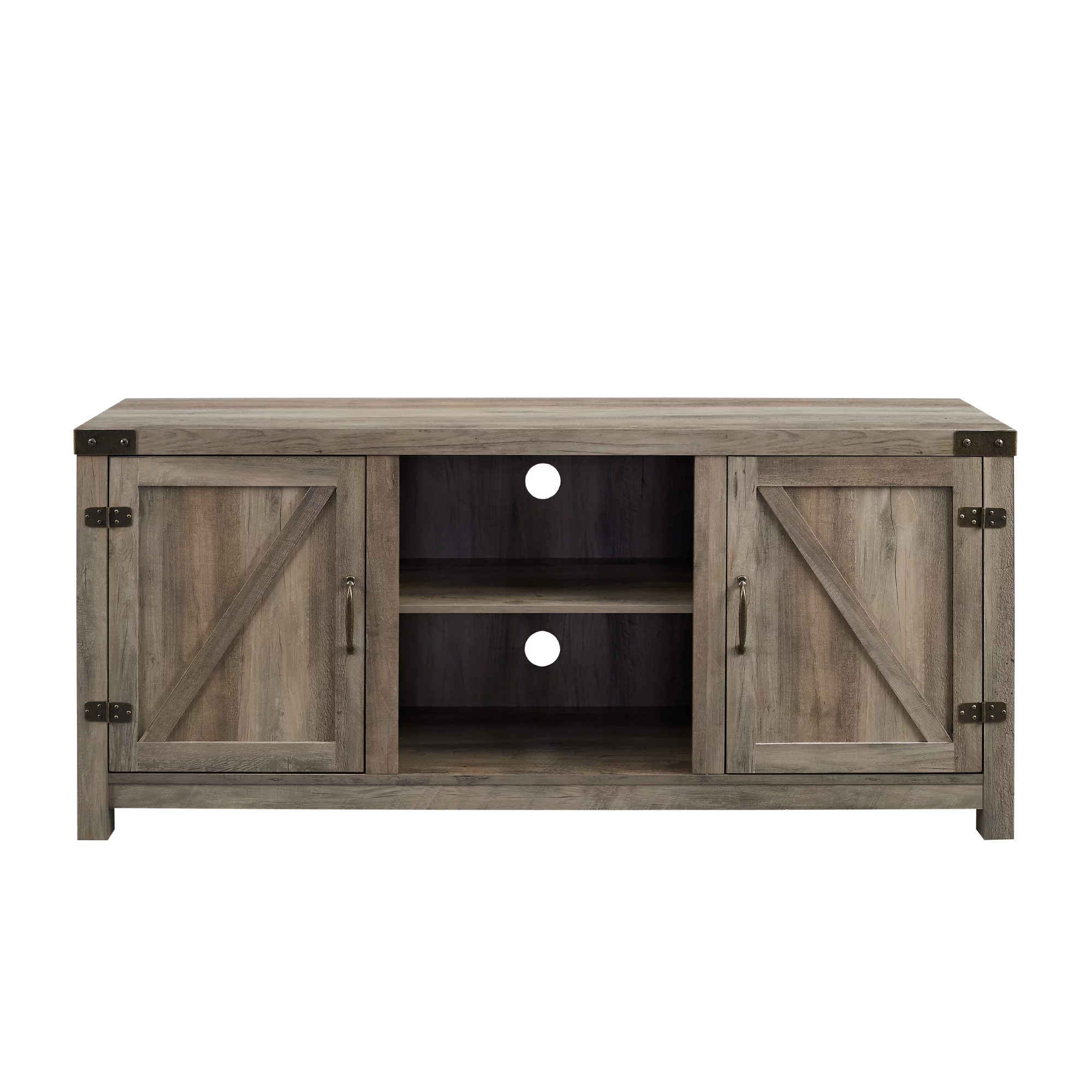 Walker Edison Modern Farmhouse Barn Door TV Stand for TVs up to 65, Grey Wash