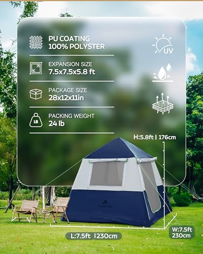 14.1'x6.5'x9' Inflatable Tents for Camping, Portable 6/8/10 Person Blow Up Air Tent