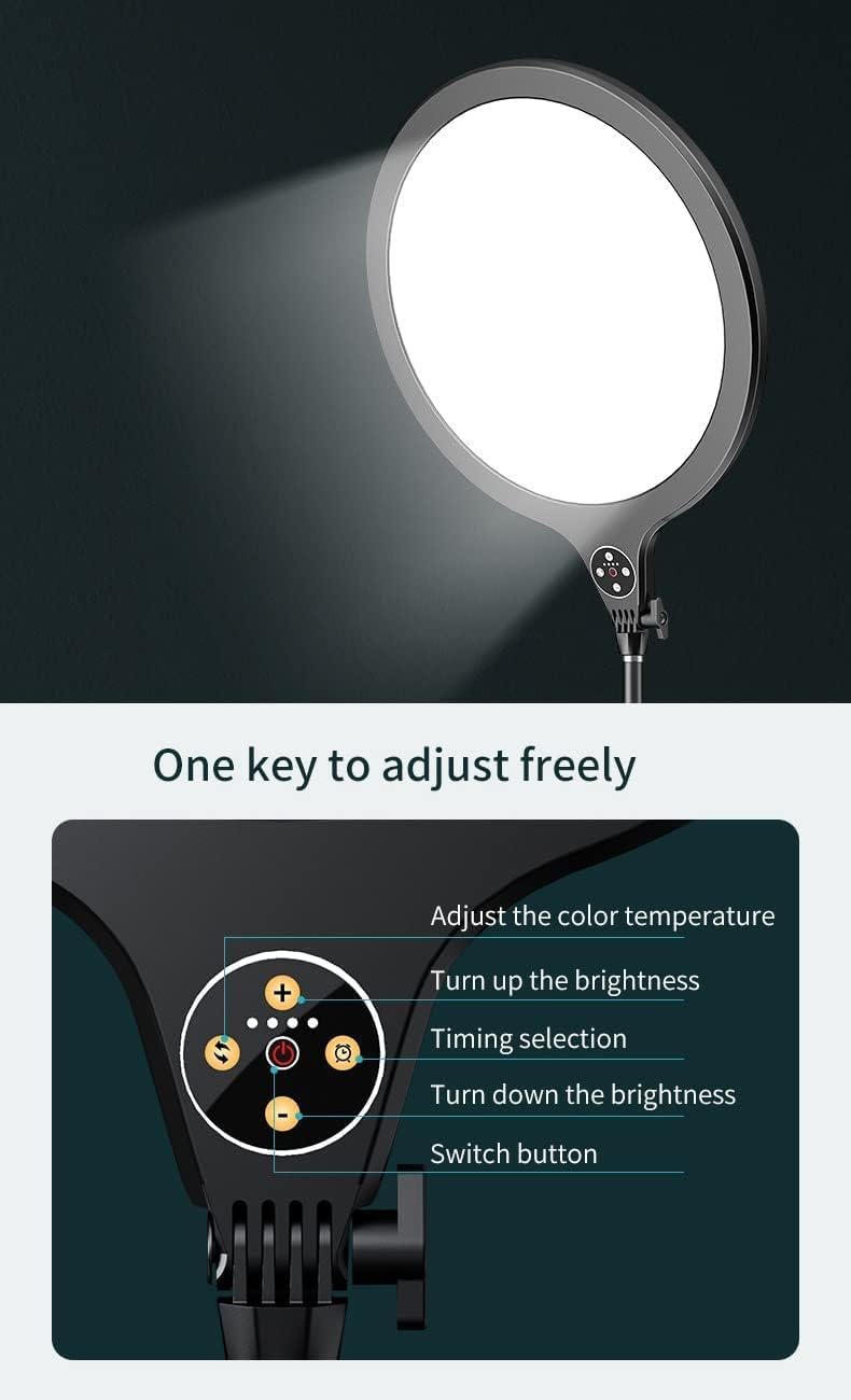 CAOGE LED Video Conference Lighting Kit Overhead Phone Mount with 10" Selfie Full Screen Fill Light, Brightness/Color Temperature Adjustable