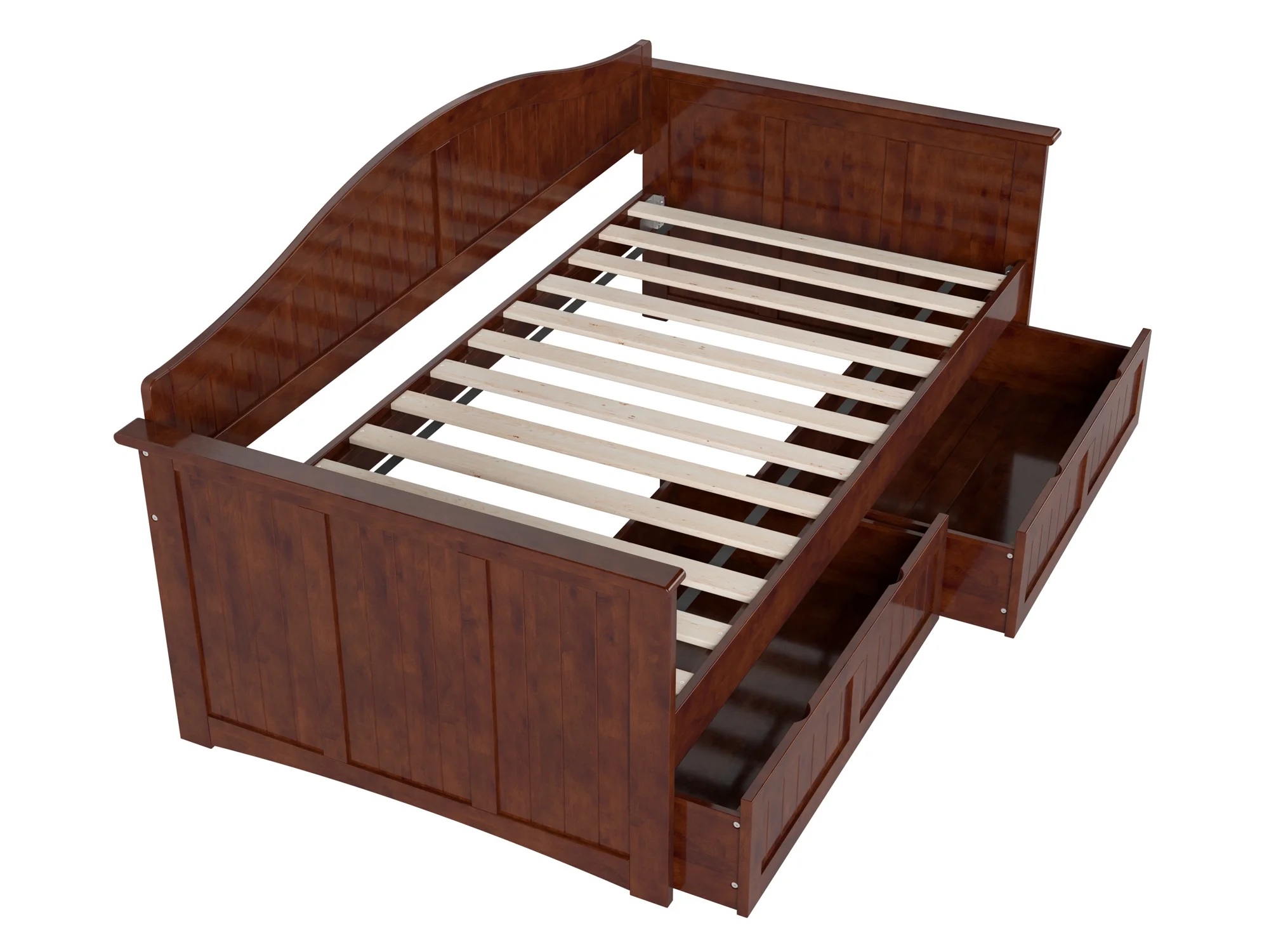 AFI Nantucket Wood Twin Size Daybed Frame with 2 Storage Drawers Walnut