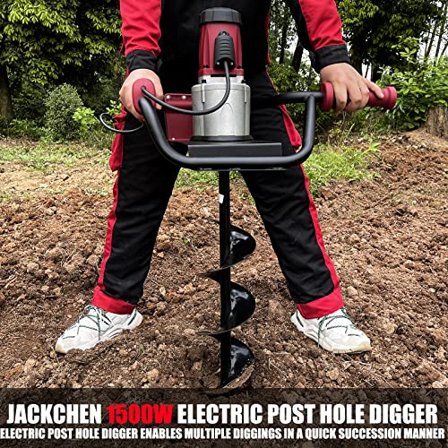 1500W Electric Post-Hole Digger with 6-Inch Auger Bit, Earth Auger Drill, Auger Bit Earth Auger, Ideal for Post Hole Digging, Drilling, Tree Planting