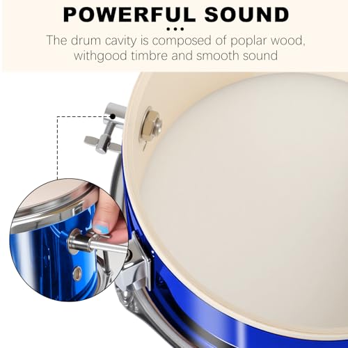 Drum Set for Kids, 3-Piece 14'' Beginner Kids Drum Kit Junior Drum Set with Bass Tom Snare Drum with Adjustable Throne, Cymbal, Pedal