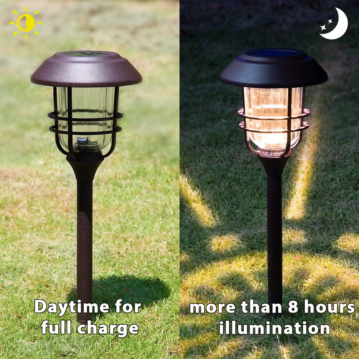 Solpex 4 Pack Solar Pathway Lights, Glass Metal Waterproof Solar Landscape Lights, 3500K Warm White