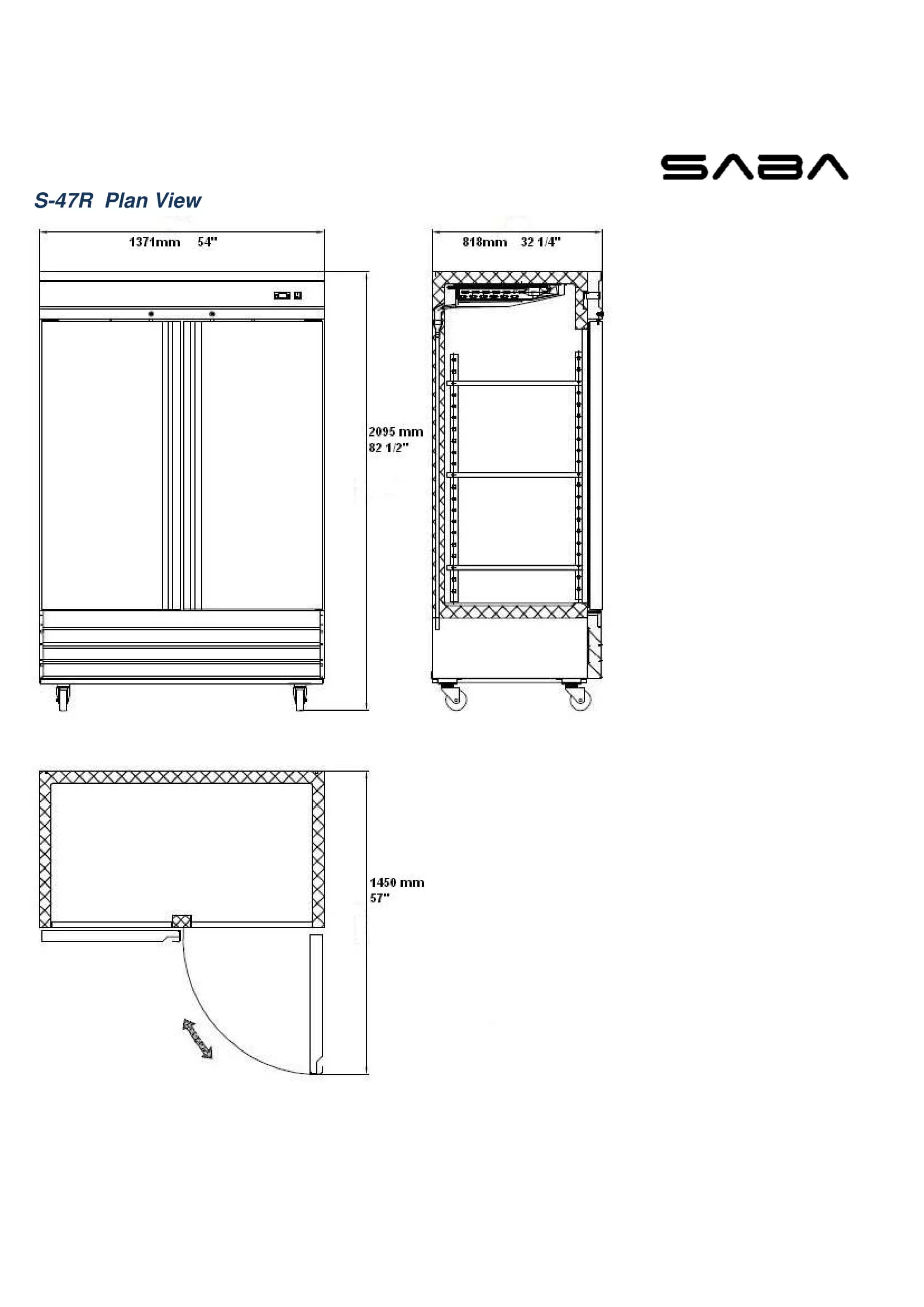 Heavy Duty Commercial 47 cu ft Solid Stainless Steel Reach-In Refrigerator (2 Door)