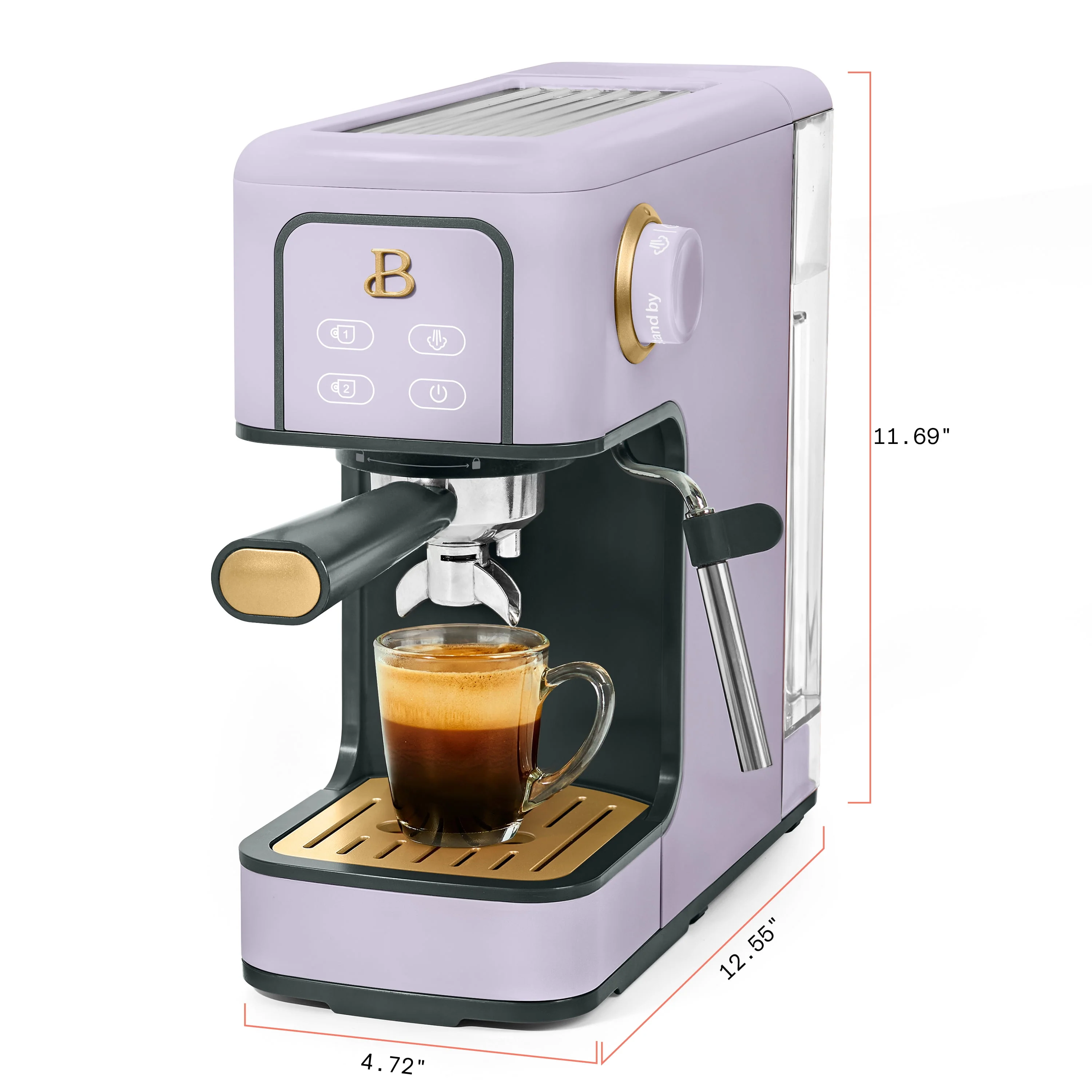 Beautiful Slim Espresso Maker with 20-Bar Pressure, White Icing by Drew Barrymore