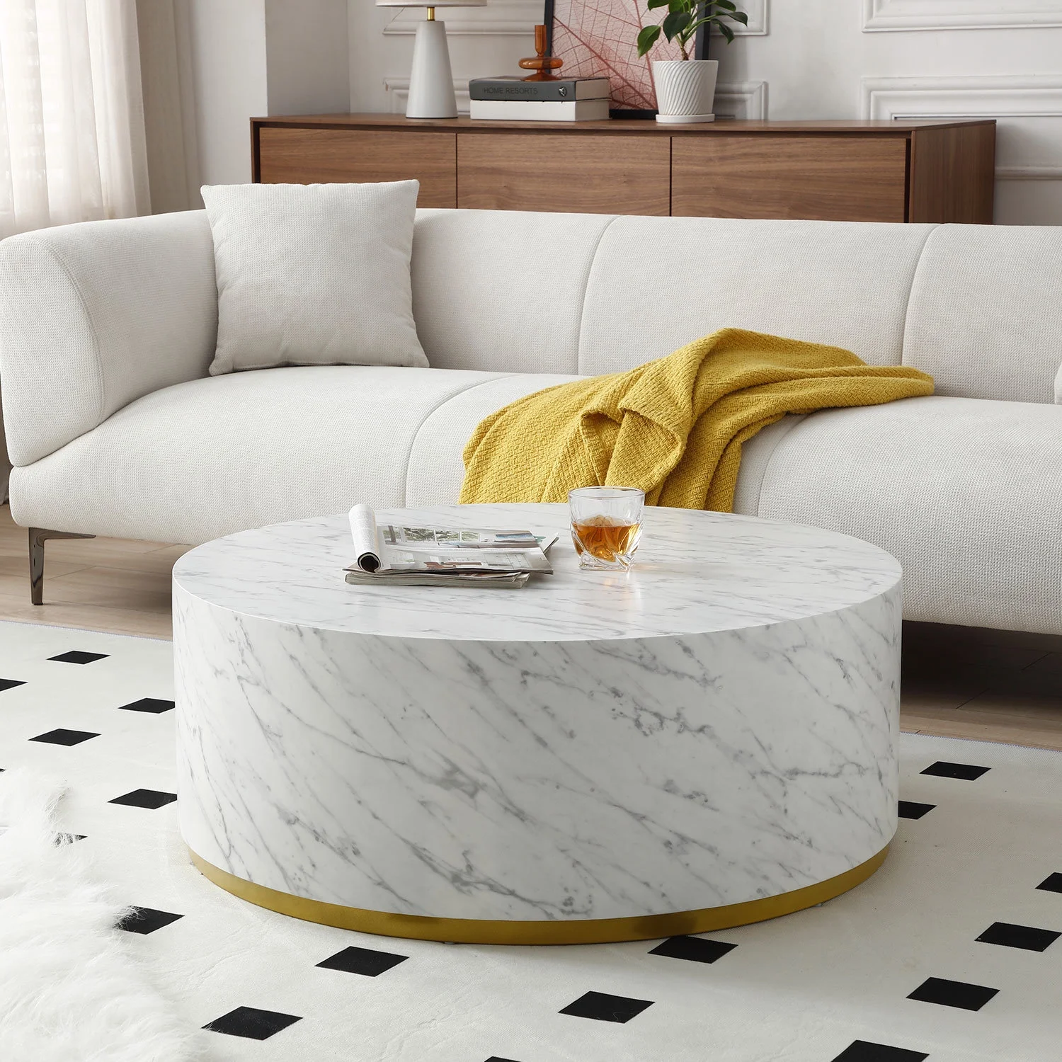 Marble Coffee Table - 56.0 - Modern Elegance