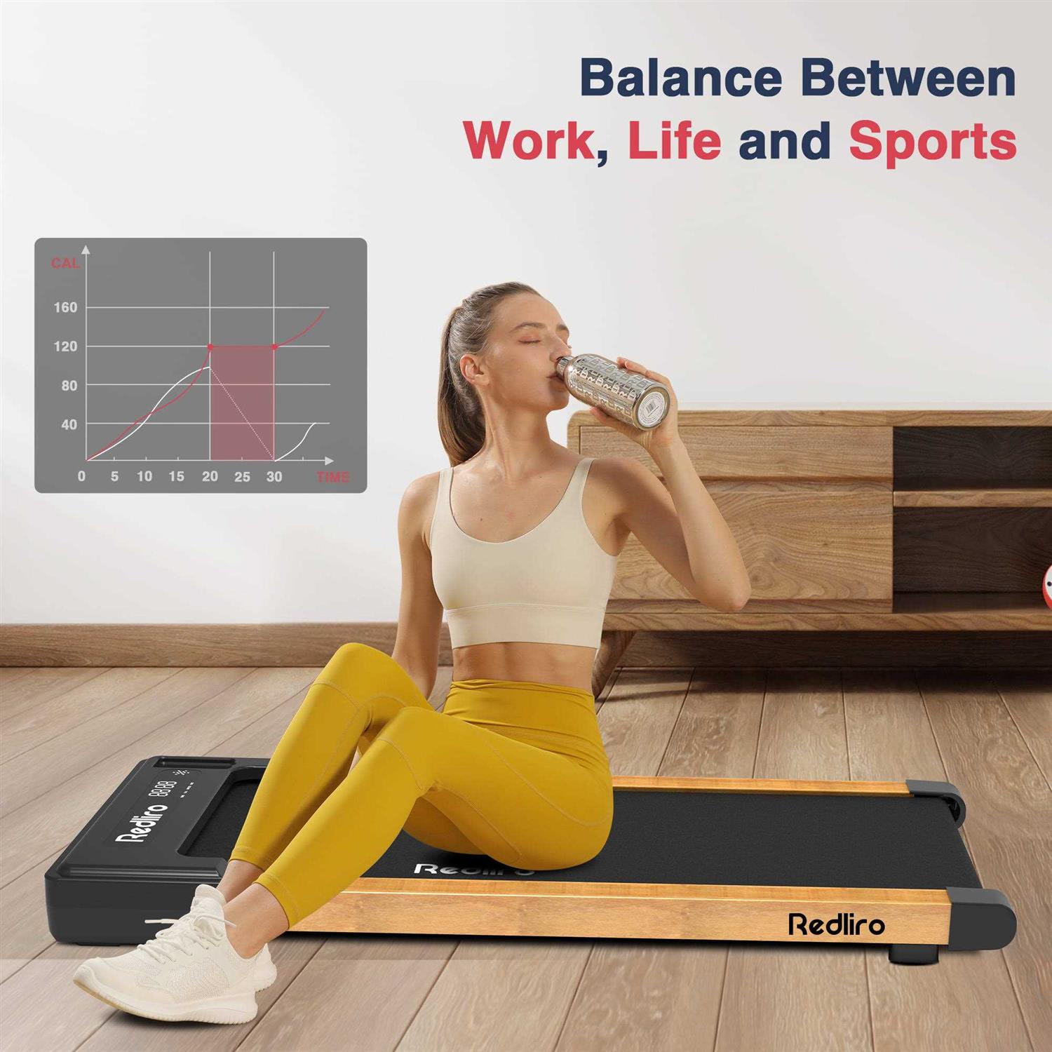 Redliro Walking Pad Under Desk Treadmill 265lbs 2.25hp Running Machine for Home Office - Sports Supplies Online Store
