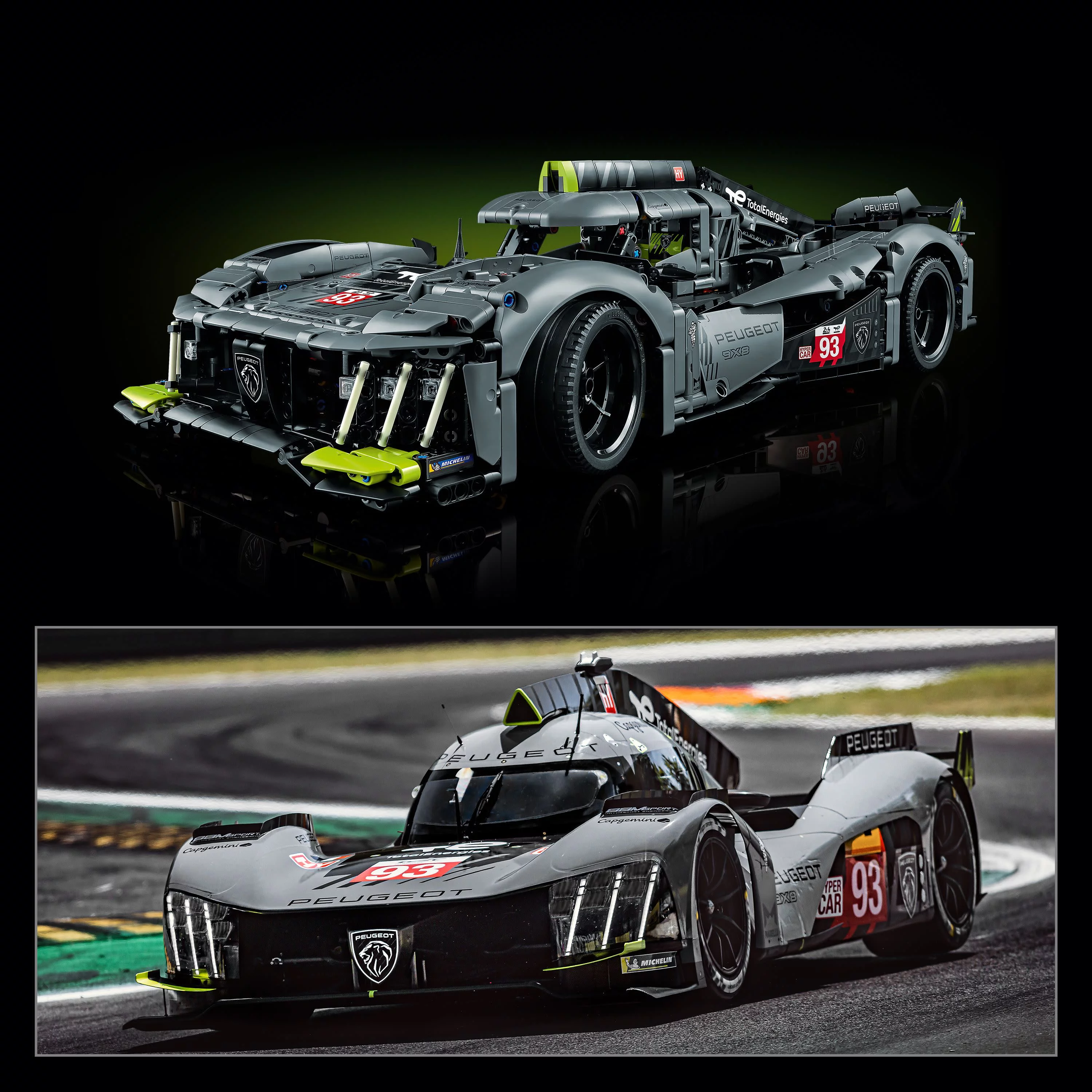 LEGO Technic PEUGEOT 9X8 24H Le Mans Hybrid Hypercar 42156 Collectible Race Car Building Kit for Adults and Teens