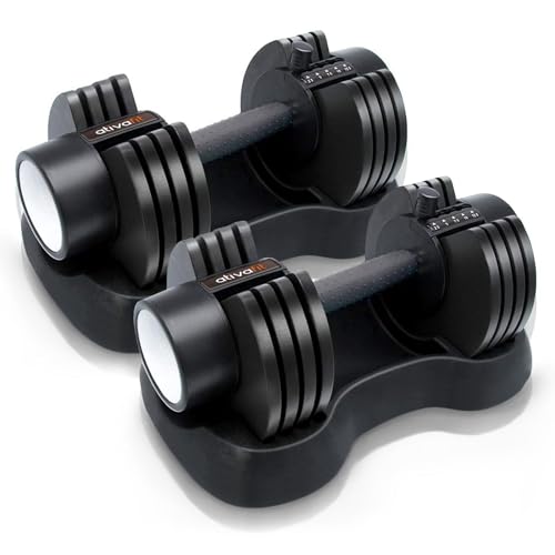 Ativafit 27.5/66/88LBS Pair Adjustable Dumbbell Set with Anti-slip Handle 12 In 1 Quick Dial Adjustment Weights With Safety Locking Button Space