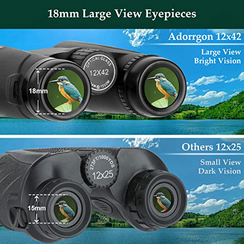 Adorrgon 12x42 HD Binoculars for Adults High Powered with Phone Adapter, Tripod and Tripod Adapter
