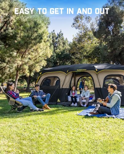 FanttikOutdoor Instant Cabin Tent 6/8/10/12 Person Camping Tent Setup in 60 Seconds with Rainfly & Windproof Portable with Carry Bag for Family