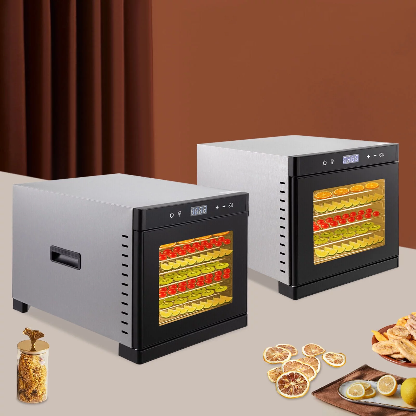 6/8 Trays Food Dry Dehydrator Stainless Steel Meat Fruit Vegetable Dryer Machine