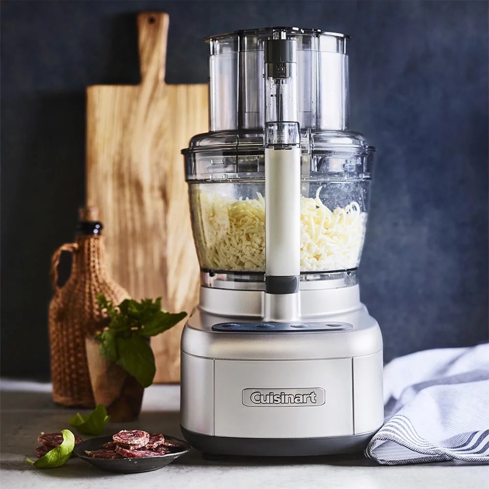 Cuisinart FP-1300SVWS Elemental 13-Cup Food Processor with Spiralizer and Dicer, Silver Bundle with Cuisinart 12pc Cutlery Set, 3D Cutting Board