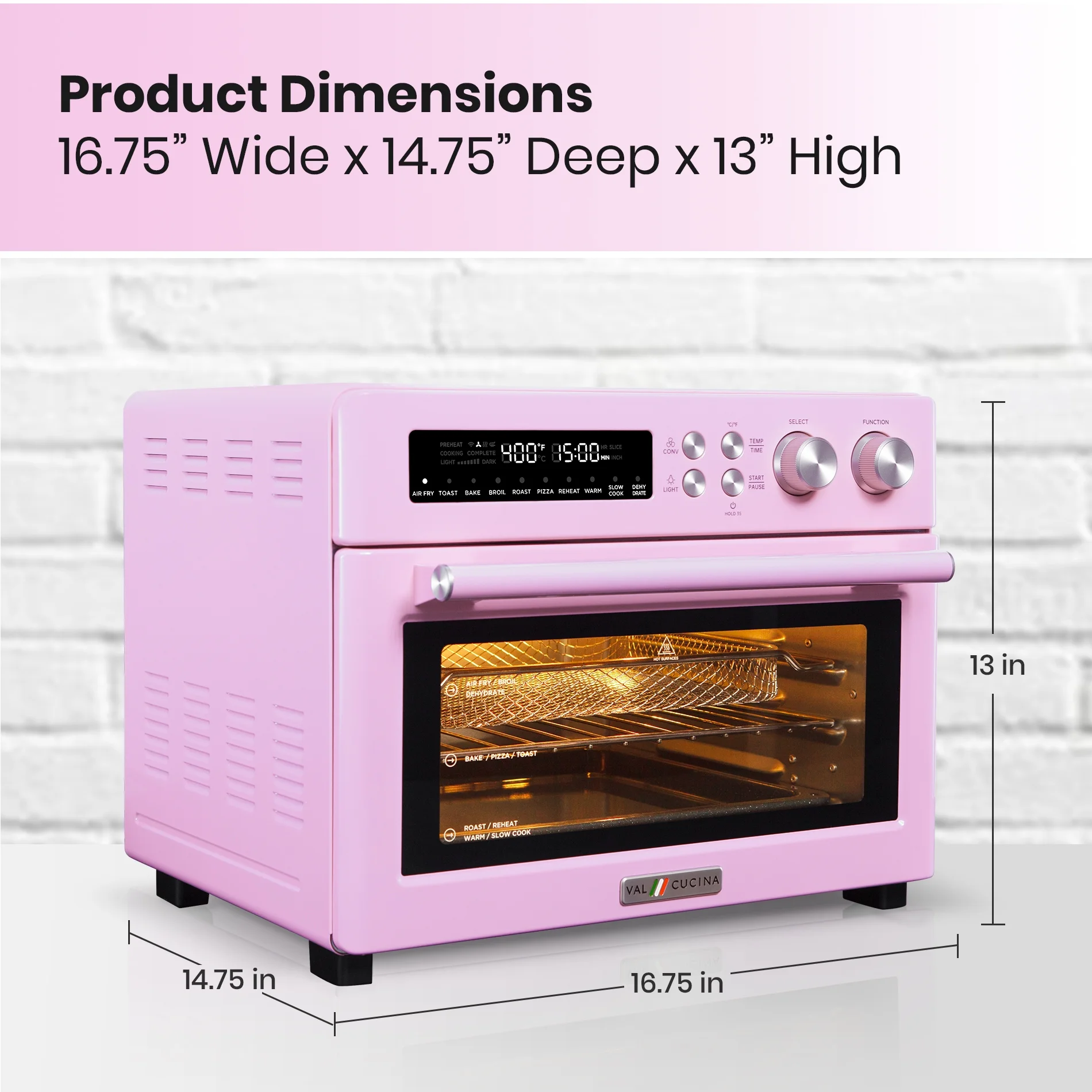 VAL CUCINA Retro Style Infrared Heating Air Fryer Toaster Oven, Extra Large Countertop Convection Oven 10-in-1 Combo, 6-Slice Toast