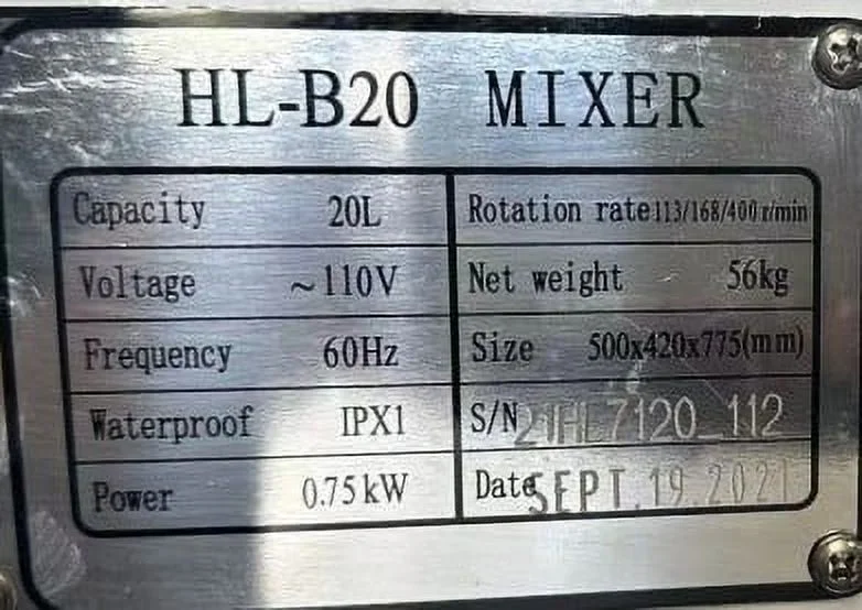 NSF 20 qt commercial Dough Mixers HL-B20