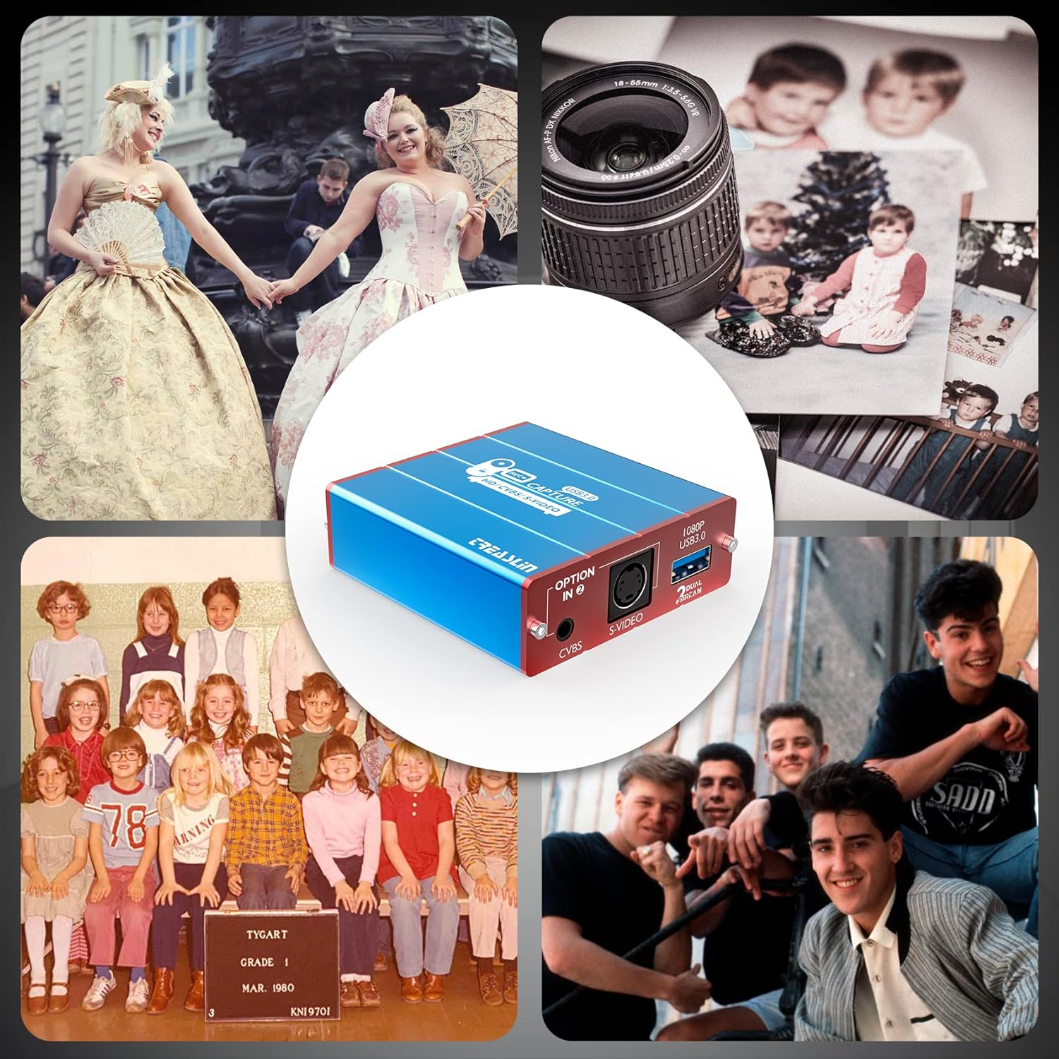 TreasLin Video Tape to Digital CVBS S-Video HDMI Capture Video Digital Format from VCR's, AV, RCA