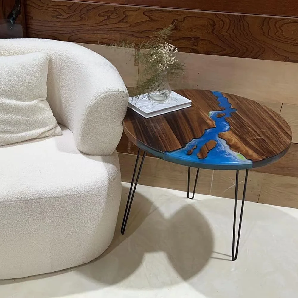 Round Coffee Table Pure Handmade Teak Wood Resin Furniture For Home Decor, Teak Resin Coffee Round Table, Round Kitchen Table, For Home, Balcony