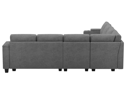 Belffin Modular Sectional Sofa Couch with Storage U Shape Convertible Corner Couches for Living Room Dark Grey Couch