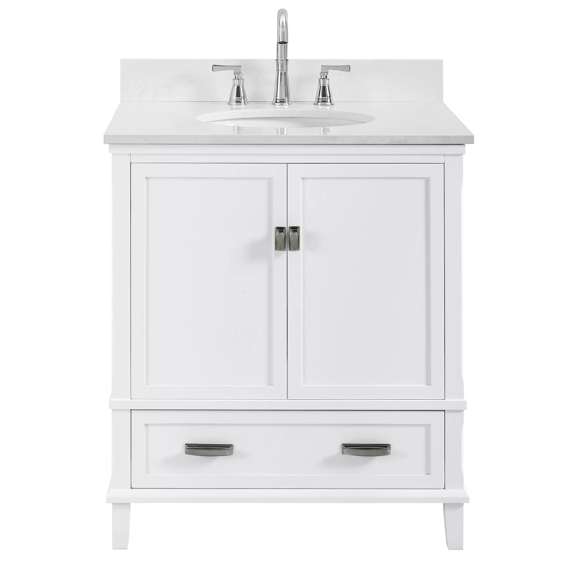 DHP Otum 30 Inch Bathroom Vanity with Sink, White Wood