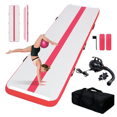 FEATH-R-LITE 10/13ft Inflatable Gymnastics Tumble Track Tumbling Mat 4in Thick Air Floor Tumble Track with Electric Pump for Cheer