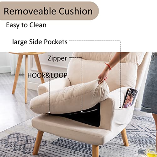 INZOY Accent Chairs with Ottoman, Velvet Fabric Armchair with Ottoman for Bedroom Living Room