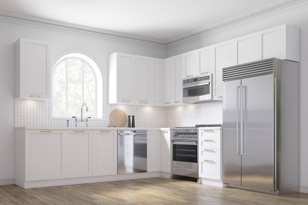 Cambridge Ready to Assemble Threespine 30 in. x 34.5 in. x 24 in. Stock Sink Base Cabinet in Shaker White