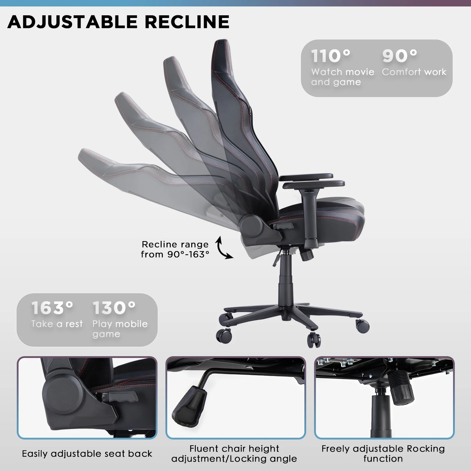 HOWE Gaming Chair Ergonomic Heavy Duty Computer Chair, Big and Tall Gamer Chair with Lumbar Support