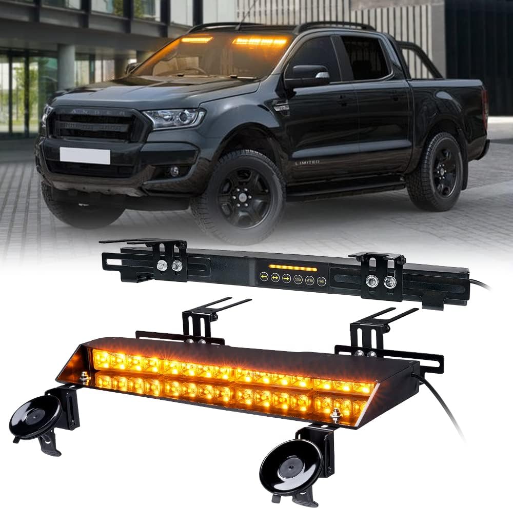 Lumenix LED Dual Visor Strobe Light Bar with Split Deck Brackets&Vacuum Sucker