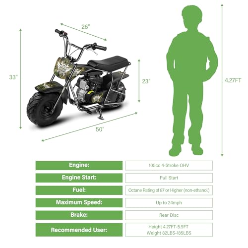 Oryxearth Mini Dirt Bike for Kids, 105CC 4-Stroke Kid Gas Powered Off-Road Pocket Pit Trail Motorcycle W/EPA Approved