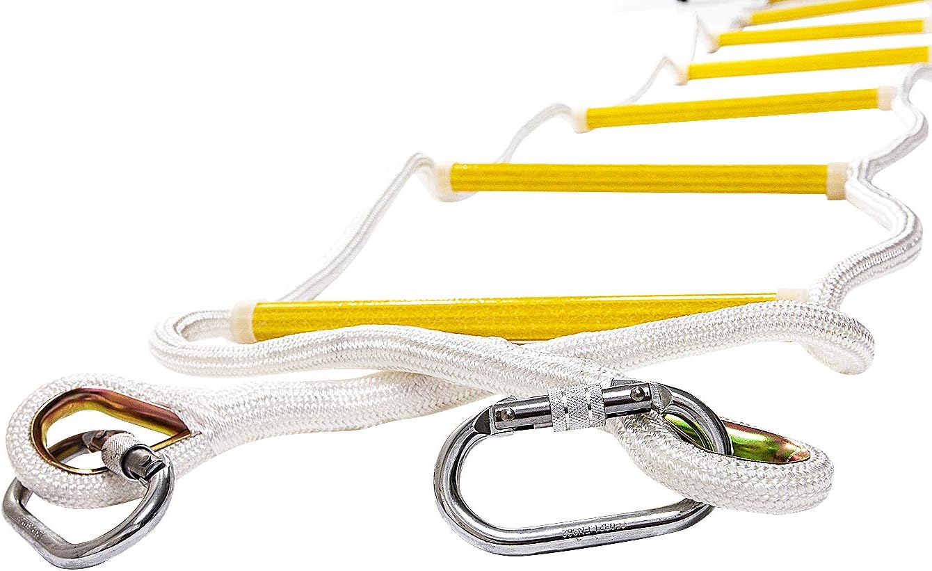ISOP Fire Escape Ladder for Second Story Windows 13ft Weather Resistant Safety Rope Window Ladder Fire Escape 2 Story with Hooks (13ft with Hooks)