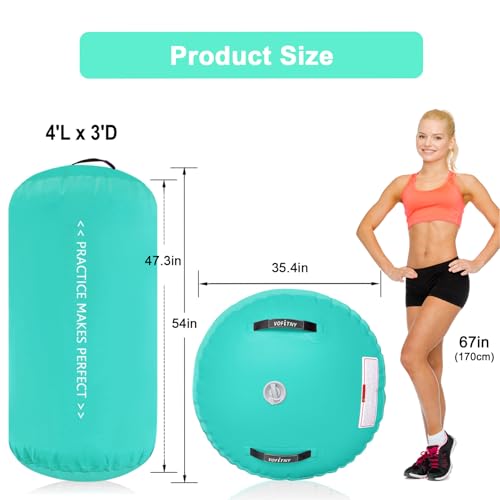 Gymnastics Air Mat Tumbling Track with 4'L x 3'D Air Roller Octagon Mat Air Barrel