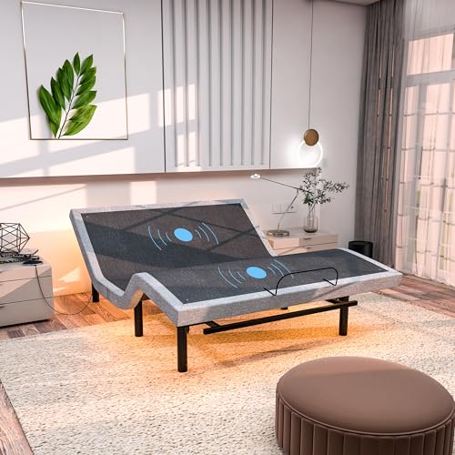 Adjustable Bed Base with Massage, Queen Adjustable Bed Frame (SF - Elite), Wireless Remote, USB Ports, Under-Bed Light, 5 Minutes Assembly