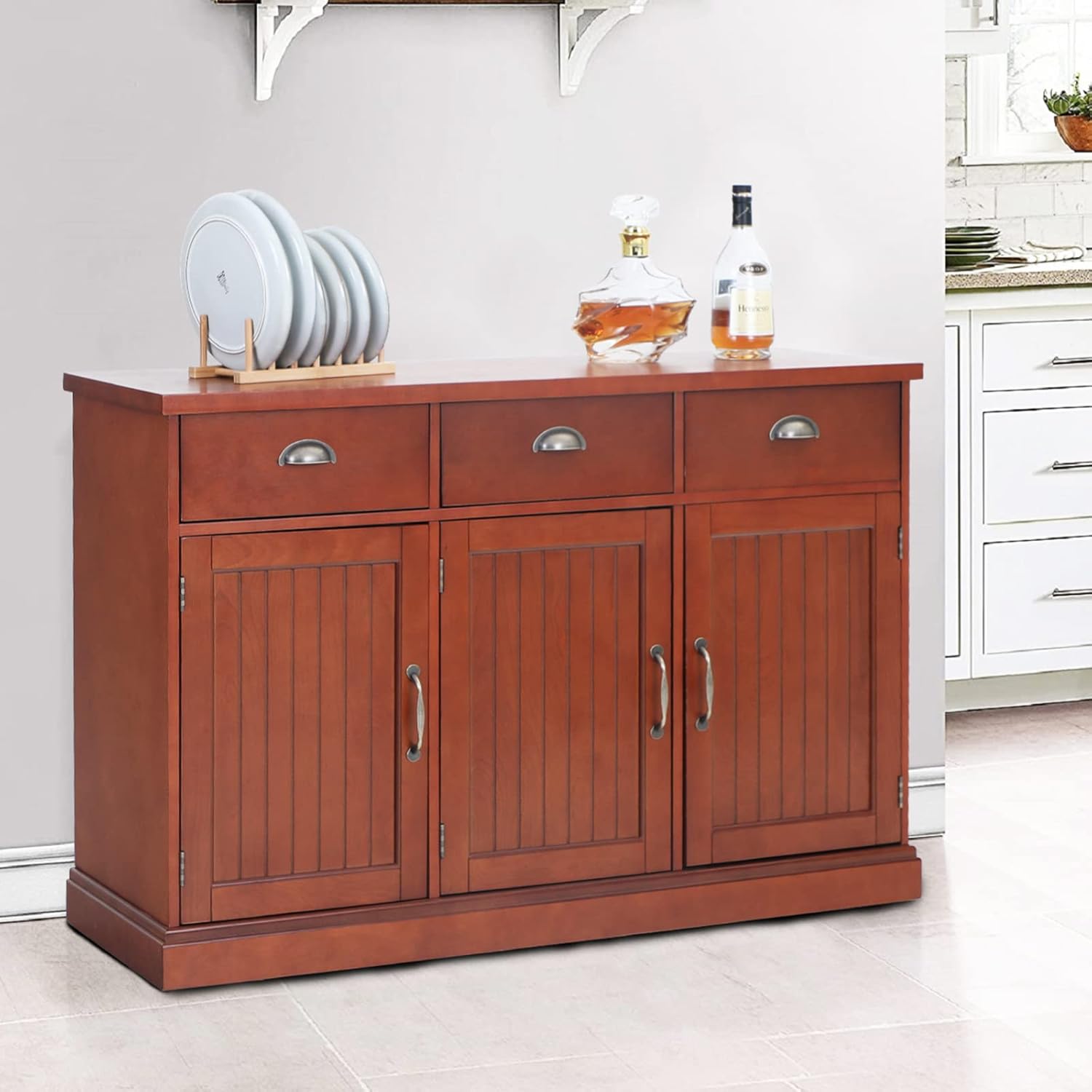 Sophia & William Sideboard Buffet Server Storage Cabinet Organizer with 3 Drawers and Doors for Home Kitchen Entryway