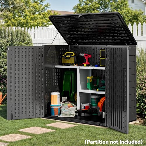 YITAHOME 60 cuft Vertical Outdoor Storage Shed w/o Shelf, Large Waterproof Storage Cabinet for Garden Shed, Tall Outdoor Storage Shed for Garage
