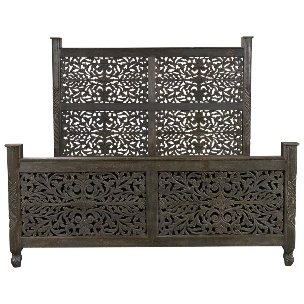 Sasha - Hand Carved Indian Solid Wooden Bed Frame