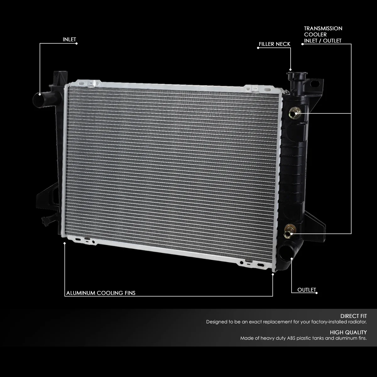 DNA Motoring OEM-RA-1452 Aluminum Radiator For 1985-1996 Ford F150 F250 F350 Bronco 4.9L 86 87 88 89 90 91 92 93 94 95