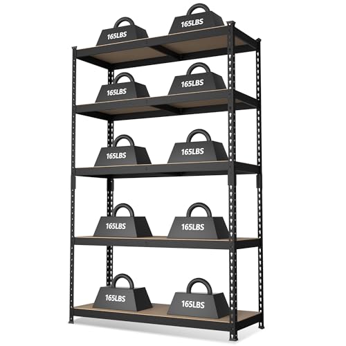 WORKPRO 5-Tier Metal Shelving Unit, 48”W x 24”D x 72”H, Heavy Duty Adjustable Storage Rack, 4000 lbs Load Capacity (Total), for Garage, Basement