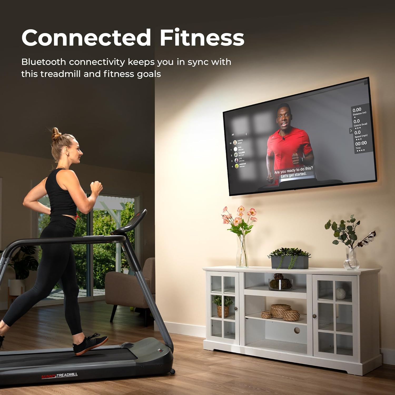 Sunny Health & Fitness Endurance Cardio Running Walking Treadmill with Extended Safety Handrails, Low-Impact