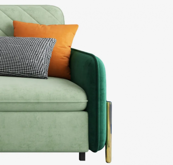 King Bed Sofa Green Upholstered Convertible Sofa