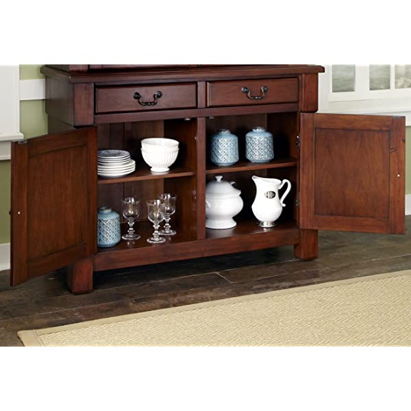 Homestyles Aspen Buffet with Storage and Felt Lined Drawers, 48 Inches Wide by 36 Inches High, Rustic Cherry