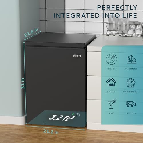 EUHOMY 3.5 Cu.Ft Chest Freezer with Removable Basket, Small Deep Freezer Adjustable 7 Thermostat, Quiet Mini Freezer Free-Standing Top Door