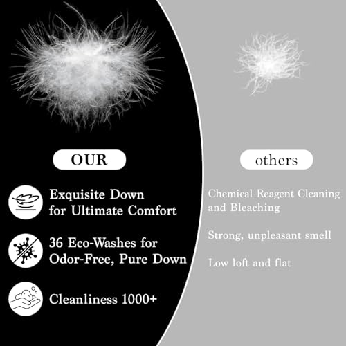 Shilucheng Goose Down and Feather Pillows Queen Size Set of 2 Pack, Luxury Hotel Quality Bed Pillows for Side Back Stomach Sleepers