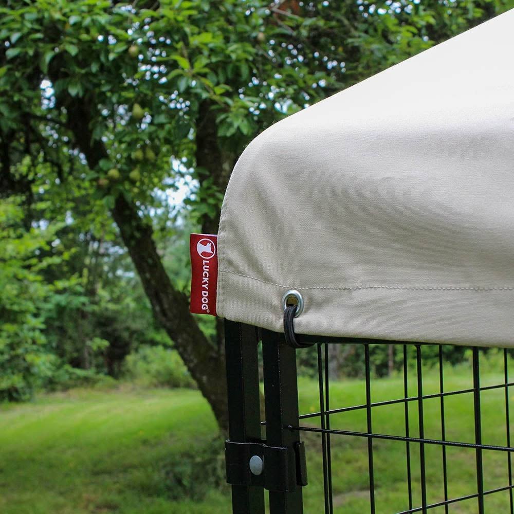 Lucky Dog Canopy Kennel Cover with Sunbrella Fabric - Tahitian Sand