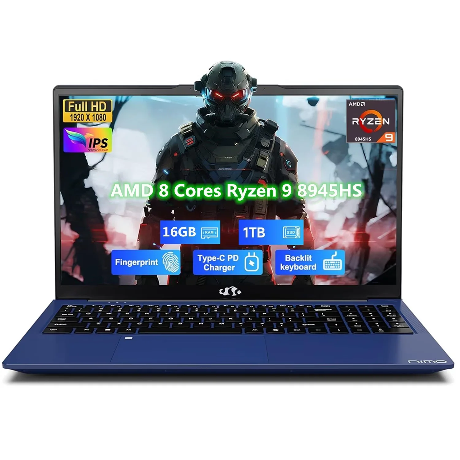 17.3" FHD Gaming Laptop, AMD Ryzen 9 8945HS 8 Cores (Beat i9-13900H, Up to 5.2GHz) 16GB RAM 1TB SSD, Radeon 780M
