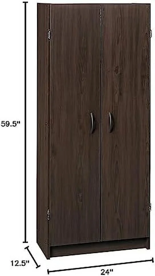 GEROBOOM Pantry Cabinet Cupboard with 2 Doors Adjustable Shelves  Standing   for Kitchen  Laundry or Utility Room  Dark Cherry