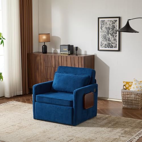 Compression Floor Sofa Bed, Convertible Foldable Sofa with Support Backrest and Armrest, Corduroy Fabric Modular Sectional Couch with 2 Pillows